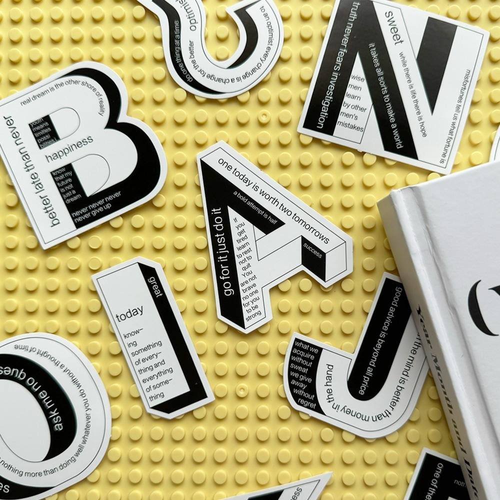 立體主義 設計感字母數字裝飾貼紙 貼紙包（一包30張）-細節圖3