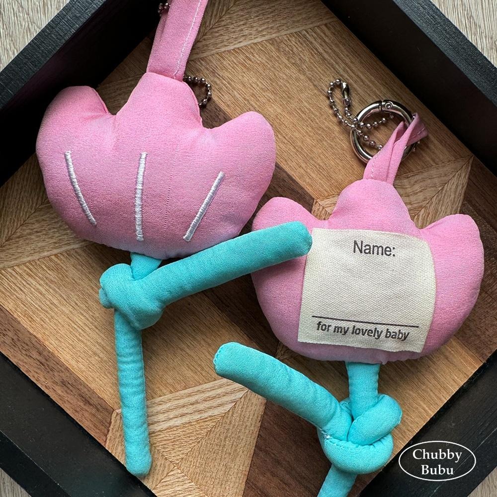 韓系 手工縫製 立體鋪棉鬱金香姓名吊飾🌷 包包掛飾 兒童書包吊牌 幼兒園姓名牌 親子掛飾-細節圖4