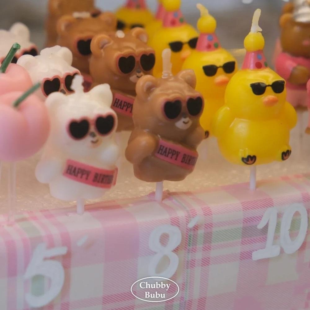 墨鏡熊與墨鏡鴨😎 時髦帥氣的夥伴生日蠟燭 許願蠟燭 派對蠟燭 白熊/棕熊/鴨子父親節蠟燭-細節圖3