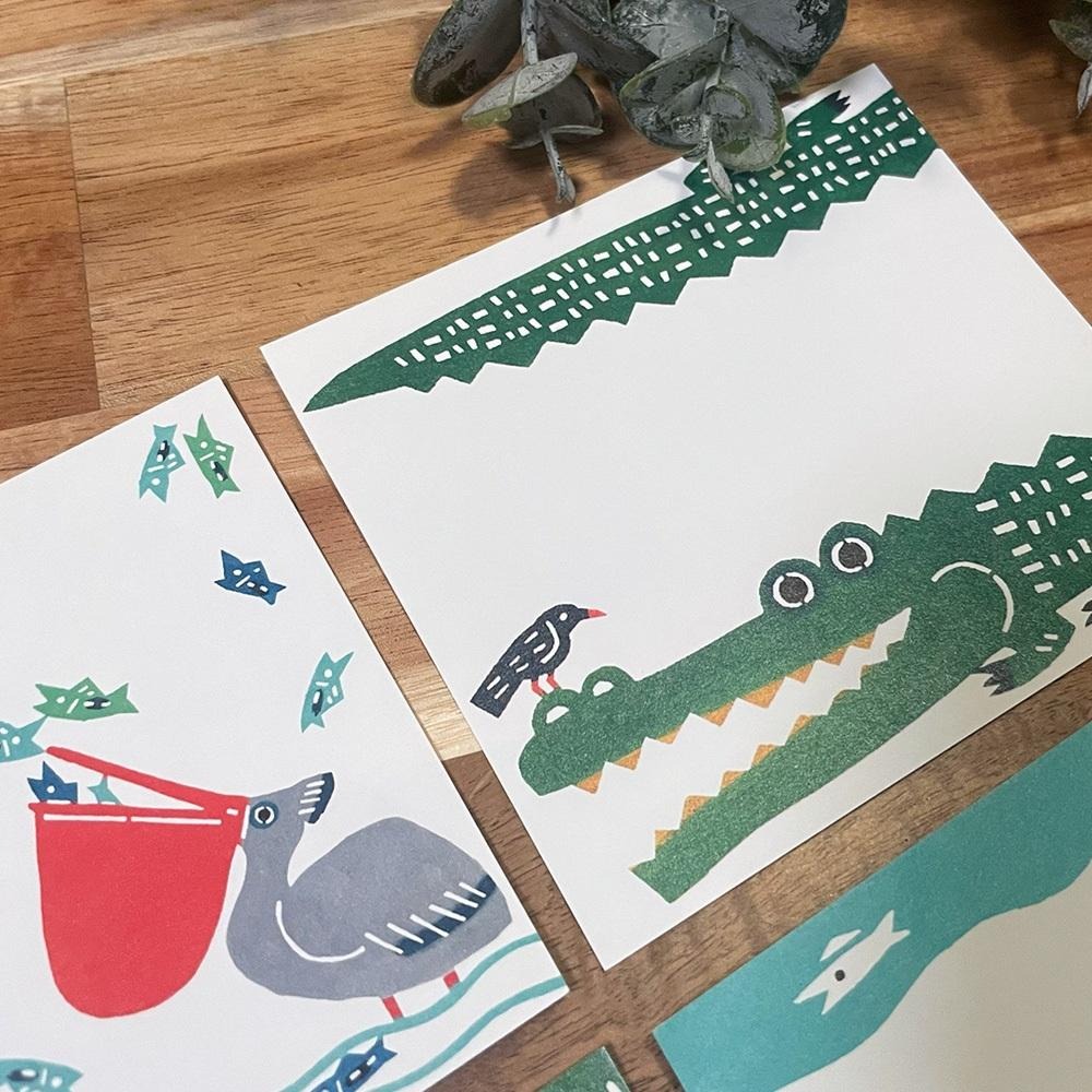 【分裝】表現社 × KATA KATA 🇯🇵日製 動物印花便簽紙分裝。四款各一張。鱷魚便條紙 手帳裝飾素材 ✤ 巧比咘咘-細節圖2