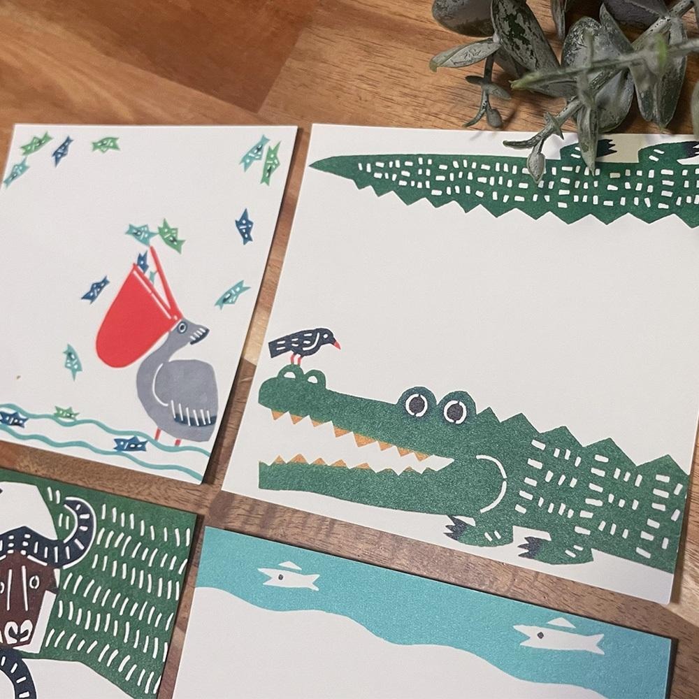 【分裝】表現社 × KATA KATA 🇯🇵日製 動物印花便簽紙分裝。四款各一張。鱷魚便條紙 手帳裝飾素材 ✤ 巧比咘咘-細節圖3