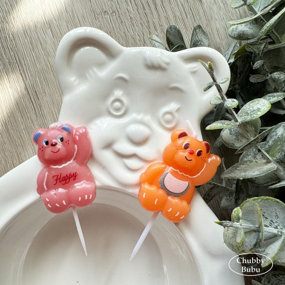 韓國ins款🐻 淘氣招手小熊蠟燭 草莓熊與蜂蜜熊 蛋糕裝飾蠟燭 生日蠟燭 寶寶彌月蠟燭。單入裝 ✿ 巧比咘咘-細節圖3
