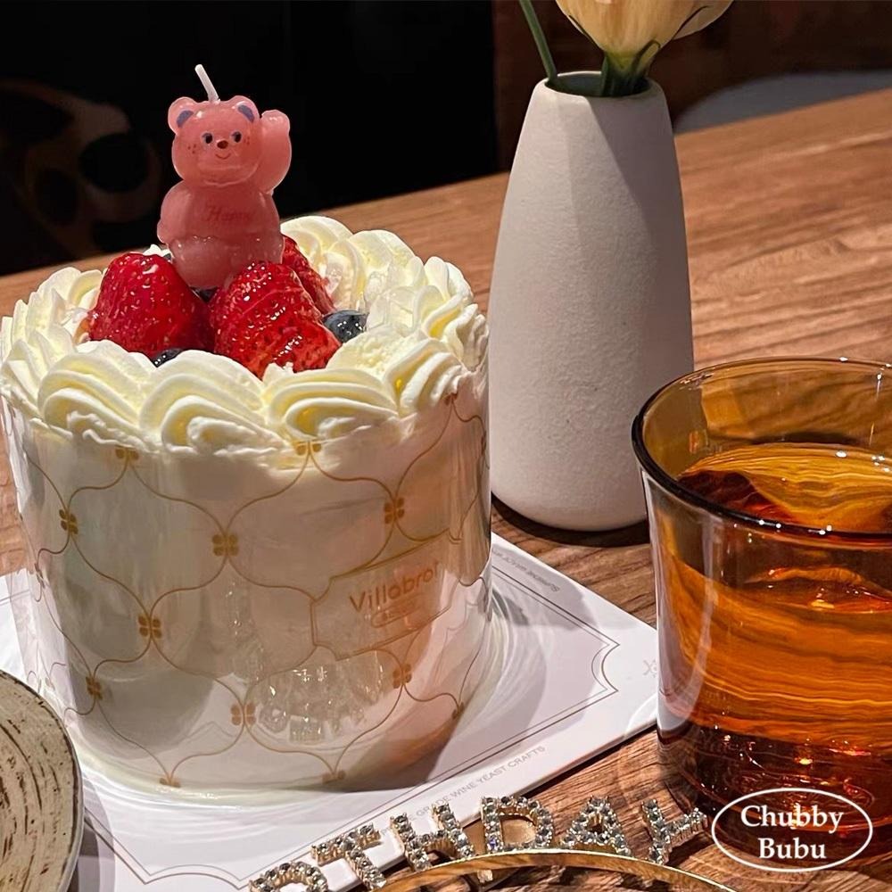 韓國ins款🐻 淘氣招手小熊蠟燭 草莓熊與蜂蜜熊 蛋糕裝飾蠟燭 生日蠟燭 寶寶彌月蠟燭。單入裝 ✿ 巧比咘咘-細節圖6