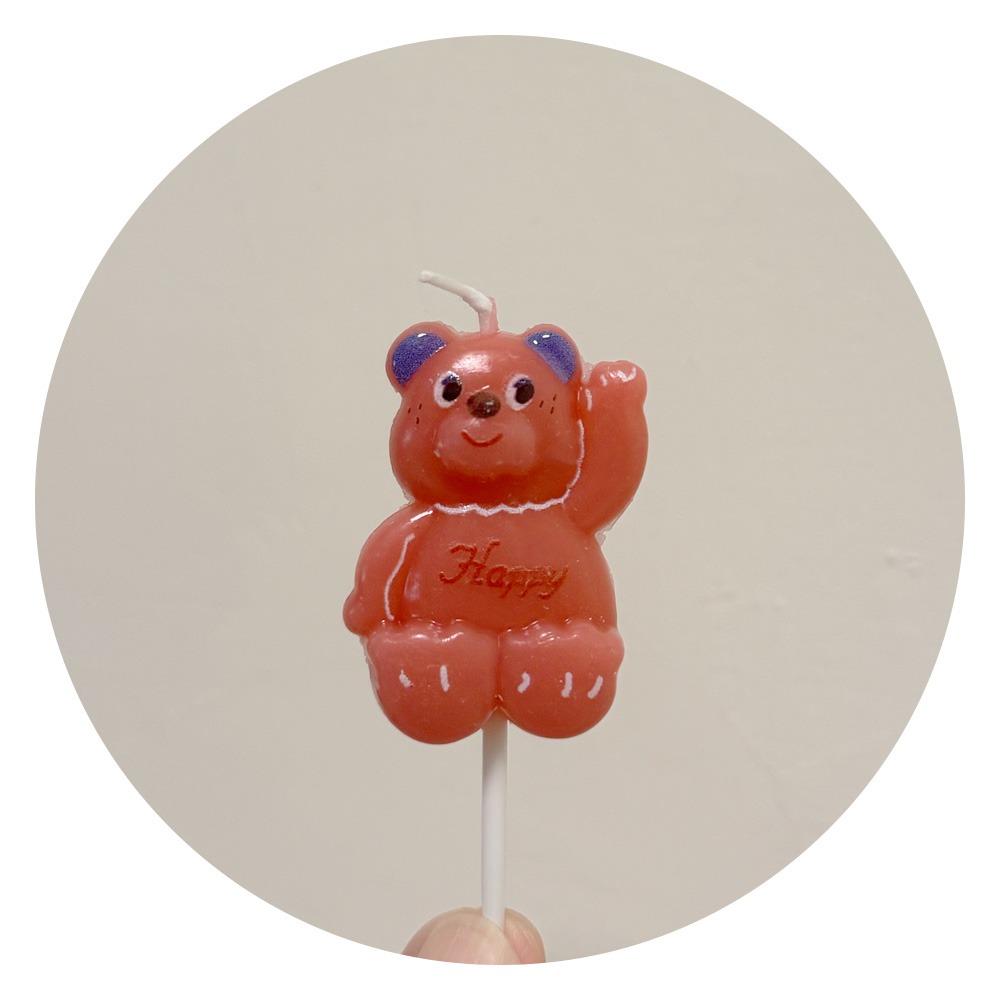 韓國ins款🐻 淘氣招手小熊蠟燭 草莓熊與蜂蜜熊 蛋糕裝飾蠟燭 生日蠟燭 寶寶彌月蠟燭。單入裝 ✿ 巧比咘咘-規格圖6