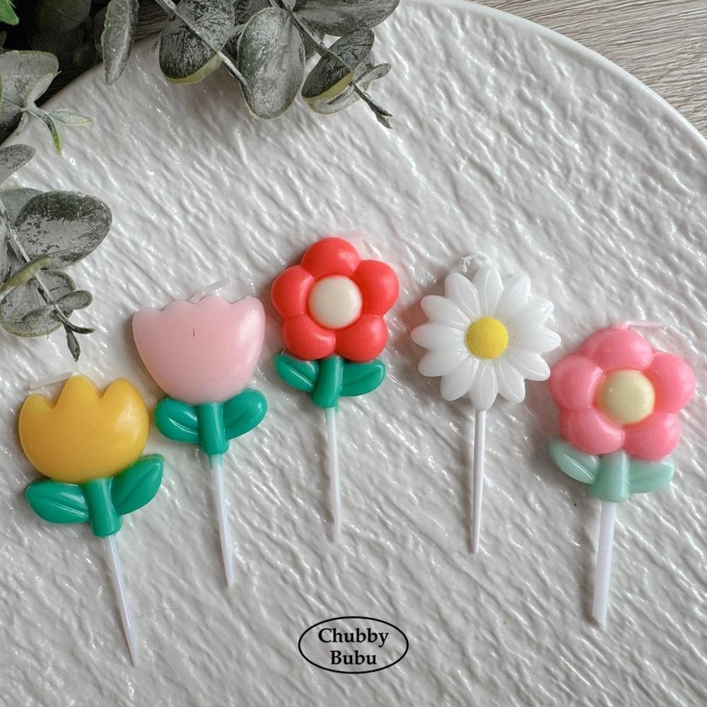 韓系彩色小花蠟燭 🌸 雛菊 鬱金香 祝福花朵生日蠟燭-細節圖2