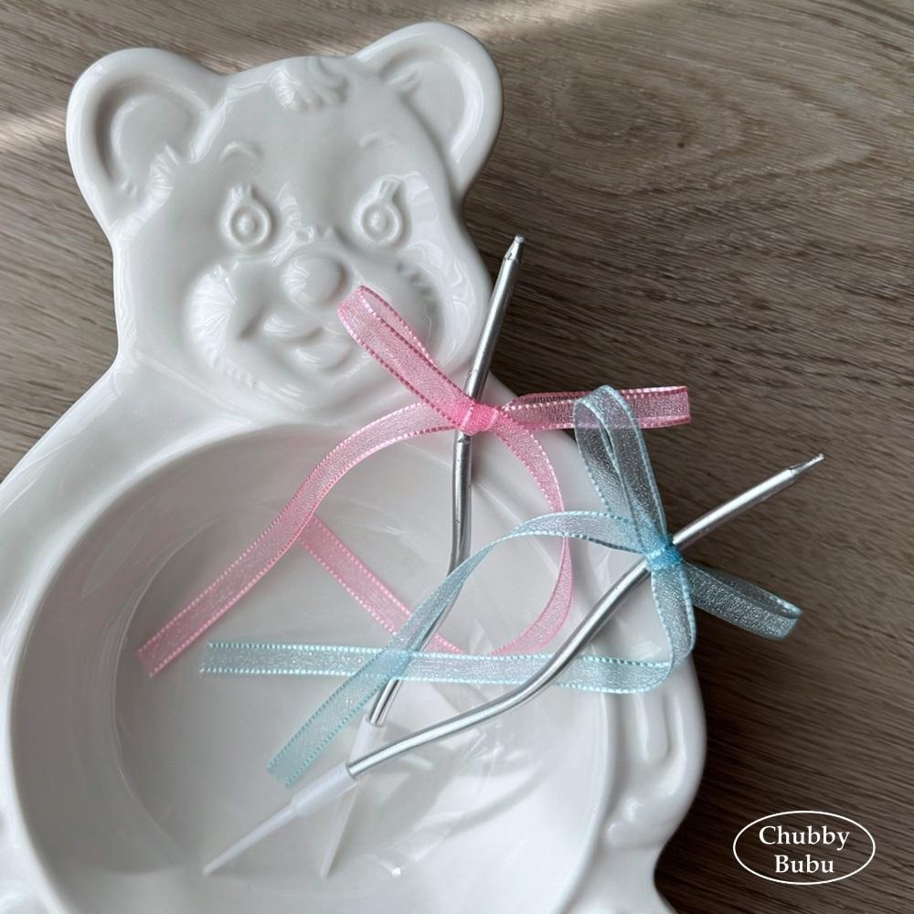 韓系ins大熱款🎀 透明感緞帶蝴蝶結蠟燭 纖細蠟燭 生日蠟燭 芭蕾風造型蠟燭-細節圖2