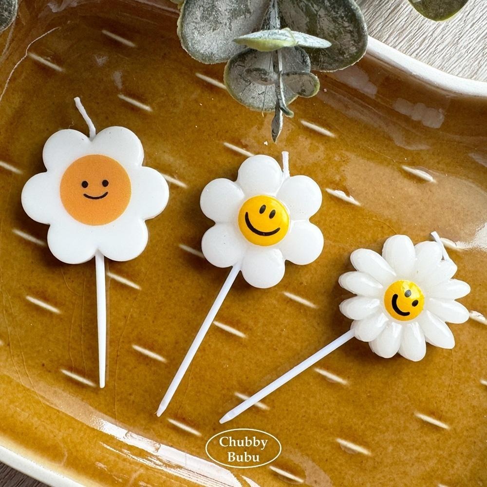 微笑花朵蠟燭 笑臉小花生日蠟燭 草叢蠟燭-細節圖2