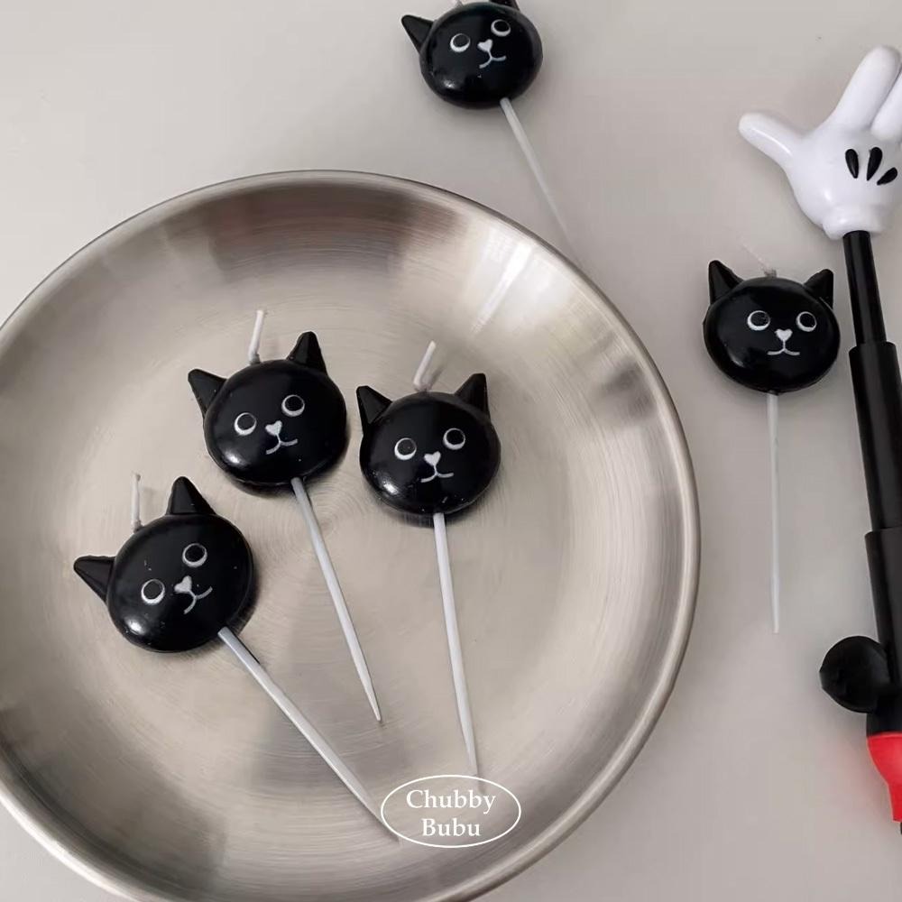 韓系俏皮小黑貓蠟燭🐈‍⬛ 心形鼻小貓蠟燭 單支入。生日蠟燭 寵物蠟燭 許願蠟燭-細節圖3
