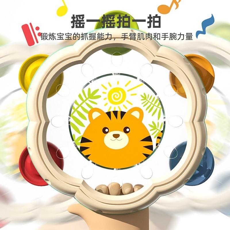 【💖愛選購】兒童手拍鼓嬰幼兒打擊樂器拍拍鼓寶寶益智早敎手搖鈴鼓玩具 益智早敎 玩具-細節圖4