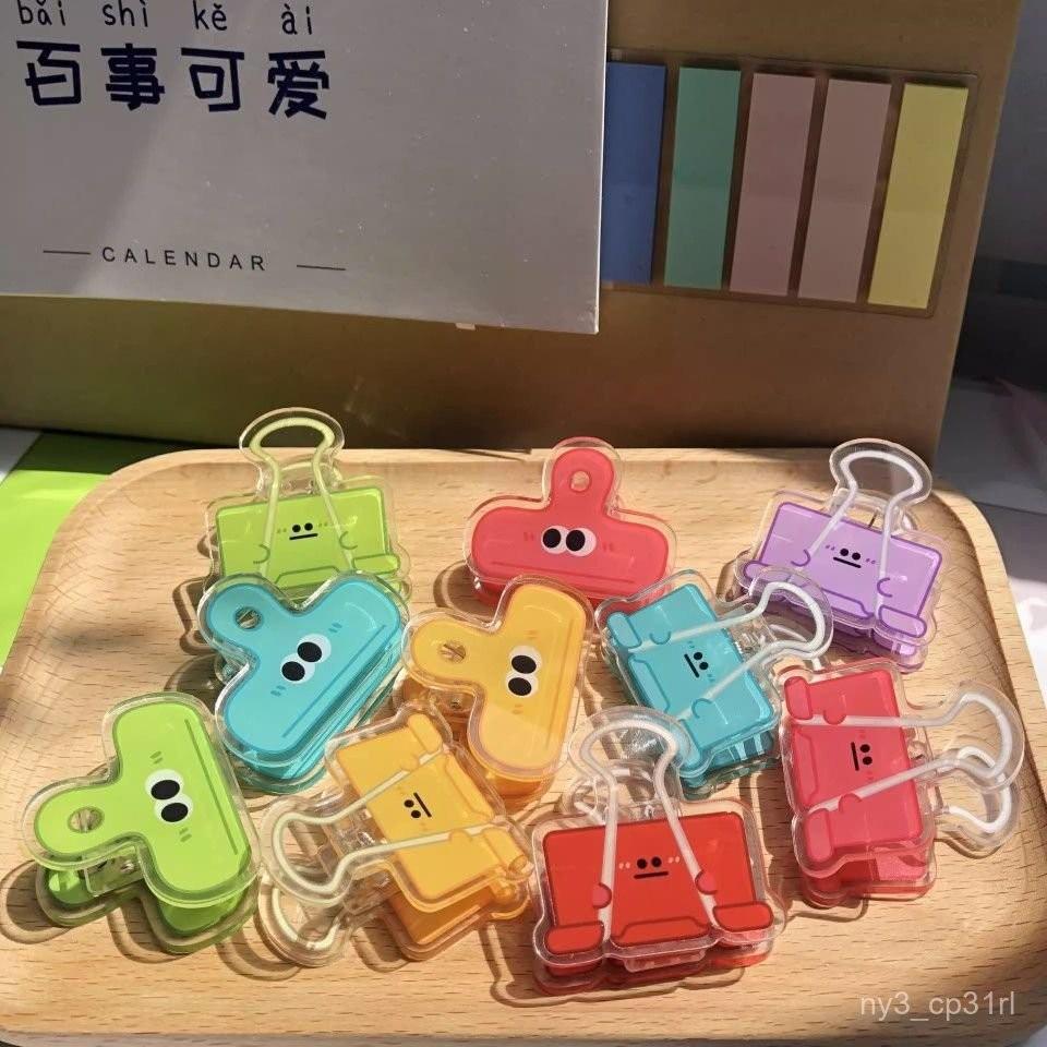 【💖愛選購】創意笑臉夾子卡通少女心亞剋力夾子少女手帳學生文具長尾夾文件夾-細節圖5