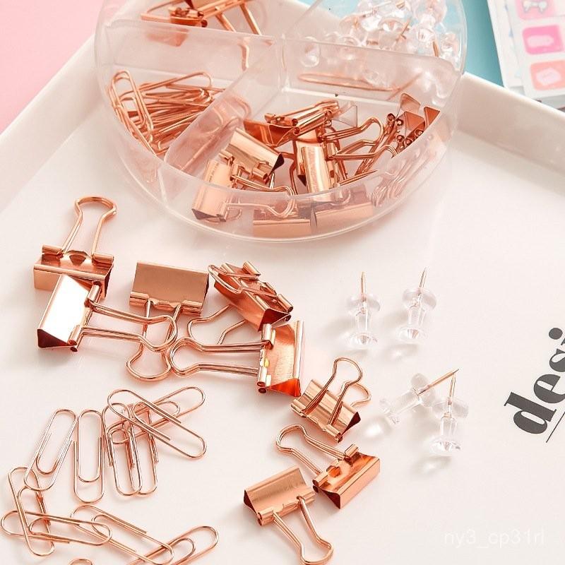 【💖愛選購】韓國長尾夾套裝辦公文具用品學生可愛曲別針工字釘迴形針文件夾子 文件 文具 釘 夾 長尾夾 樂譜夾 合約夾-細節圖4