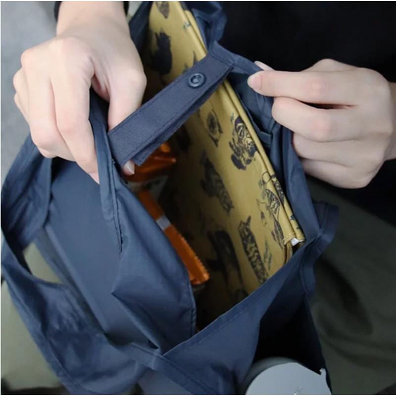 【💖愛選購】ne net驚訝貓卡通可愛折疊大容量購物袋單肩包零錢包二件套萌 驚訝貓 購物袋 單肩包-細節圖5