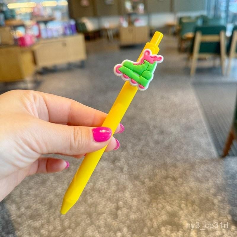 韓係滑闆鞋磚石字母卡通亞剋力貼片中性筆粉色女生高顔值按動式 w-細節圖3