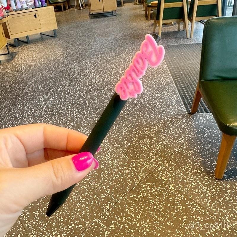 韓係滑闆鞋磚石字母卡通亞剋力貼片中性筆粉色女生高顔值按動式 w-細節圖5