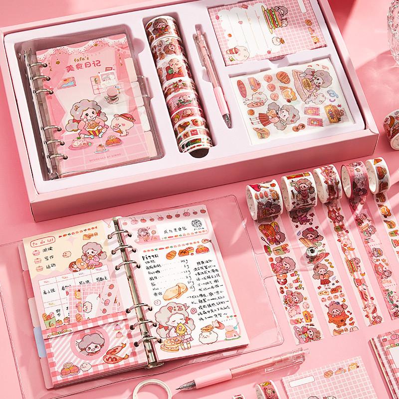 【💖愛選購】芯陌羊大髮髮活頁手賬本套裝學生卡通少女可愛手賬素材禮盒禮物-細節圖3