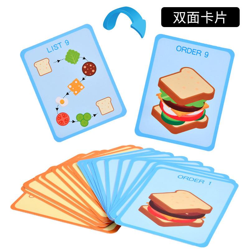 【💖愛選購】兒童啟蒙早敎趣味過家家漢堡三明治卡片仿真食物廚房男女孩玩具 早敎玩具 過家家 扮家家酒 趣味玩具-細節圖3