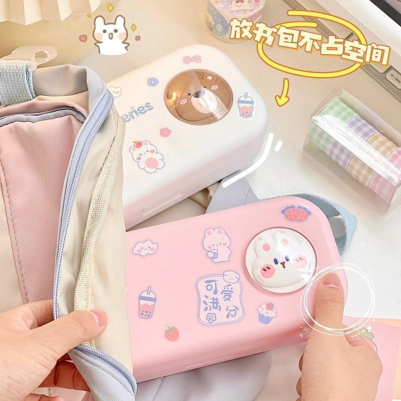 【💖愛選購】莫蘭迪簡約文具盒小學生大容量雙層鉛筆盒卡通高顔值文具收納盒-細節圖3