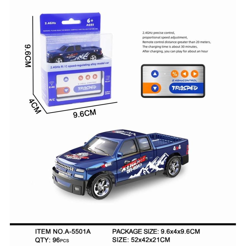 【💖愛選購】迷你遙控車玩具2.4G燈光可調速帶掛車仿真模型1:64閤金車玩具 玩具車 遙控車 玩具-細節圖6