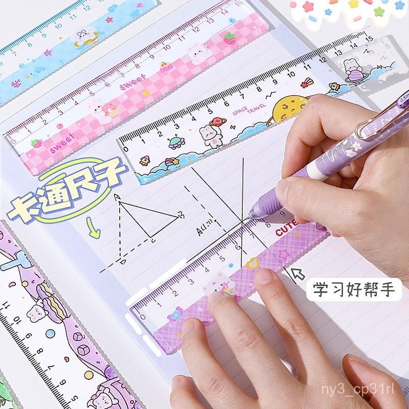 【💖愛選購】可愛卡通壓克力尺子中小學生直尺美術繪畫刻度尺測量工具 尺 工具 螢光尺 比例尺 畫畫工具 萬花尺 美術-細節圖2