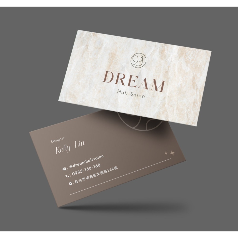 套版名片 | 名片印刷.名片設計.美髮名片.美業.大理石.奶茶色-細節圖2