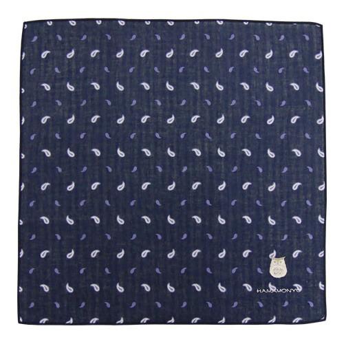 日本製深藍貓頭鷹大方巾/手帕～最特別的禮物都在奧爾思～-細節圖2
