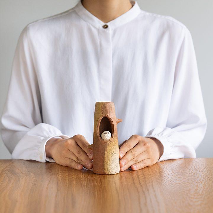 信樂燒貓頭鷹樹洞細長花瓶，附盒裝~最特別的禮物都在奧爾思~-細節圖2