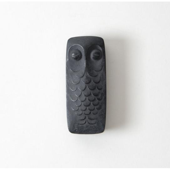 日本馬場忠寬職人鐵器，貓頭鷹鑄鐵長型印台(黑)，升官發財好寓意🌟最特別的禮物都在奧爾思🌟-細節圖3