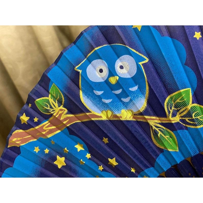 月夜金邊貓頭鷹摺扇～最特別的禮物都在奧爾思～-細節圖2