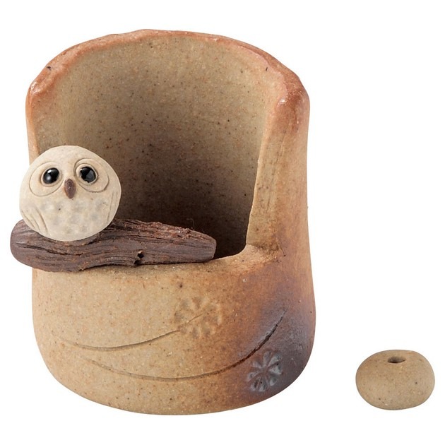 日本信樂燒貓頭鷹線香盆，附盒裝～最特別的禮物都在奧爾思～-細節圖2