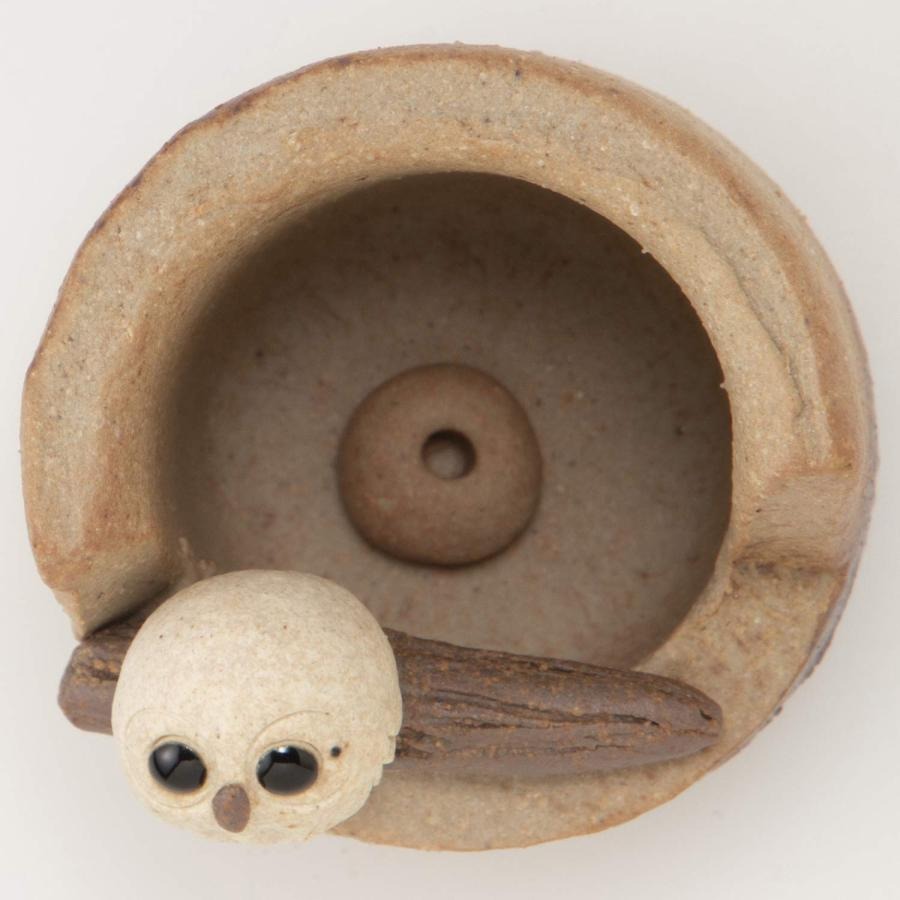 日本信樂燒貓頭鷹線香盆，附盒裝～最特別的禮物都在奧爾思～-細節圖3