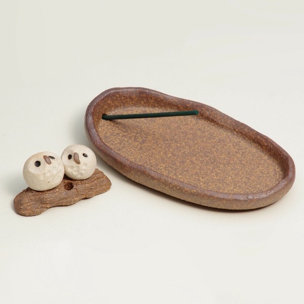 日本信樂燒貓頭鷹線香盤，附盒裝～最特別的禮物都在奧爾思～-細節圖3