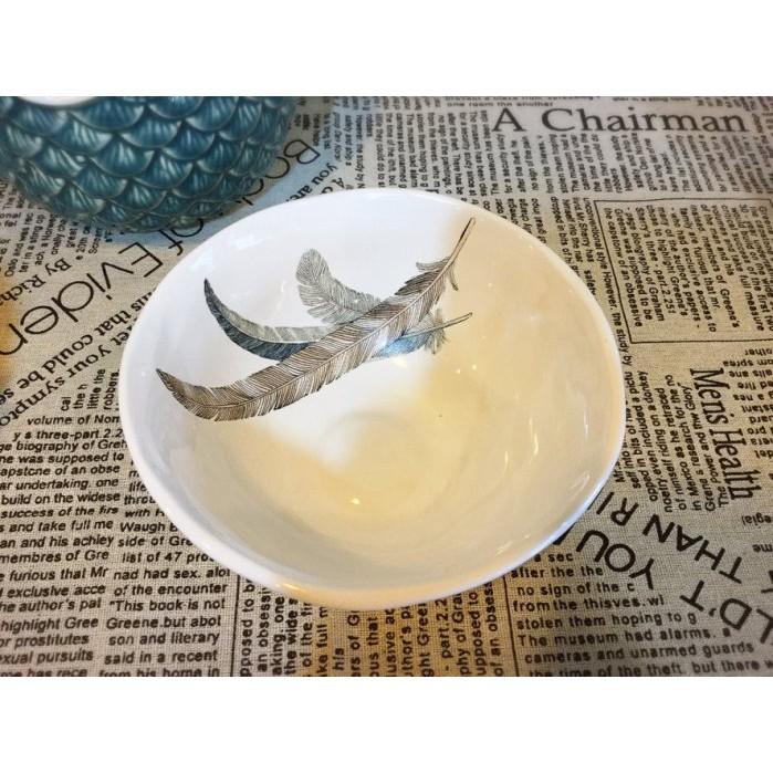 羽毛手捏白陶深碗，美式鄉村風格裝什麼都漂亮，當拍攝道具也合適喔～🌟最特別的禮物都在奧爾思🌟-細節圖2