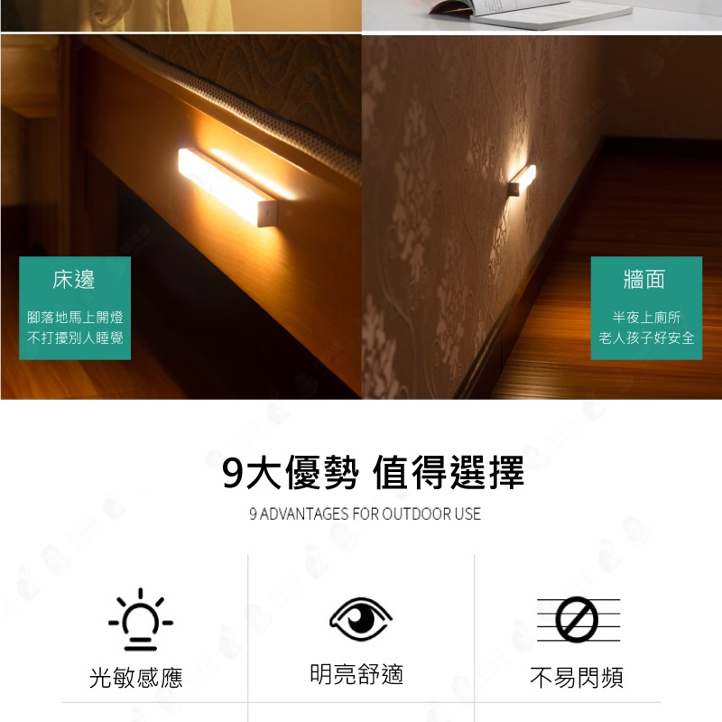 台灣現貨 LED感應燈 燈管 USB充電燈 長條燈 LED燈條 磁吸燈 智能感應燈 走道燈 夜燈【AAA6518】-細節圖6