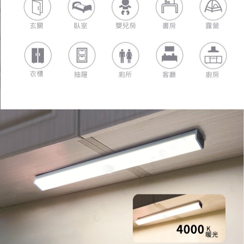 台灣現貨 LED感應燈 燈管 USB充電燈 長條燈 LED燈條 磁吸燈 智能感應燈 走道燈 夜燈【AAA6518】-細節圖7