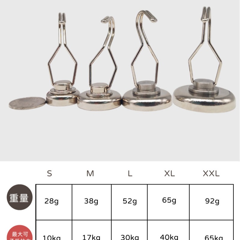 台灣現貨 強力磁鐵掛鉤 超強吸力 掛勾 鉤子 置物掛鉤 無痕勾-多尺寸【AAA6704】-細節圖4