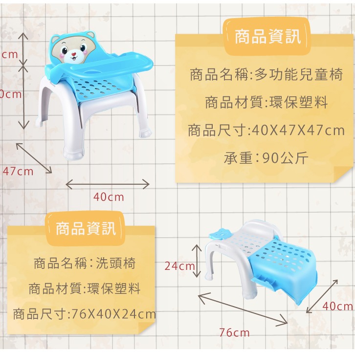 台灣現貨 兒童洗頭椅 部份現貨 多功能三合一 餐椅 安全座椅 變形收納 用餐椅-粉/藍【AAA6612】-細節圖9