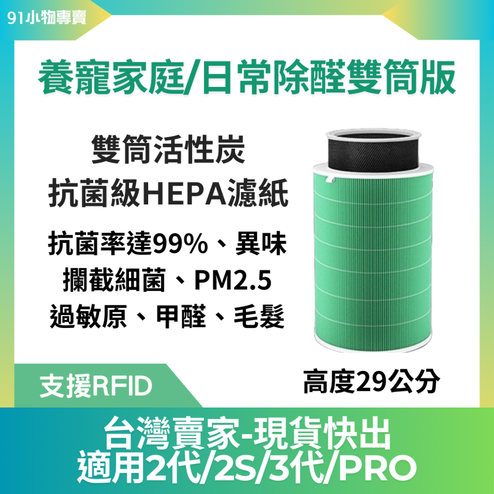 【台灣現貨快出】副廠米家 米空氣清淨機濾芯  小米濾網 含RFID，適用2代/2S/3代/Pro/4LITE 贈濾棉-細節圖6