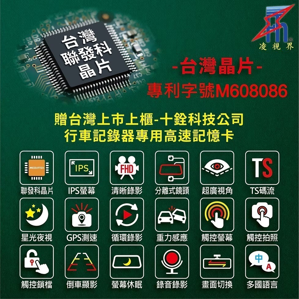 LSC-FH-9000A 11.8吋 電子後視鏡 分離式鏡頭｜中華民國專利M608086｜凌視界｜行車紀錄器-細節圖2