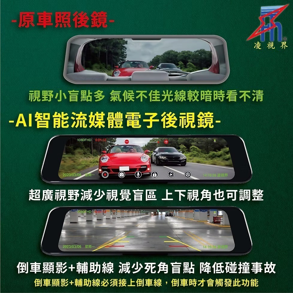 LSC-FH-9000A 11.8吋 電子後視鏡 分離式鏡頭｜中華民國專利M608086｜凌視界｜行車紀錄器-細節圖4