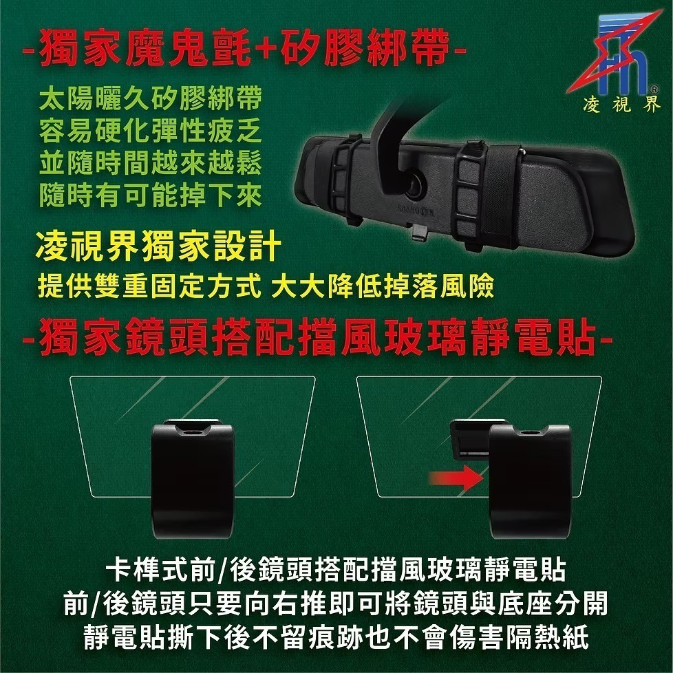 LSC-FH-9000A 11.8吋 電子後視鏡 分離式鏡頭｜中華民國專利M608086｜凌視界｜行車紀錄器-細節圖8