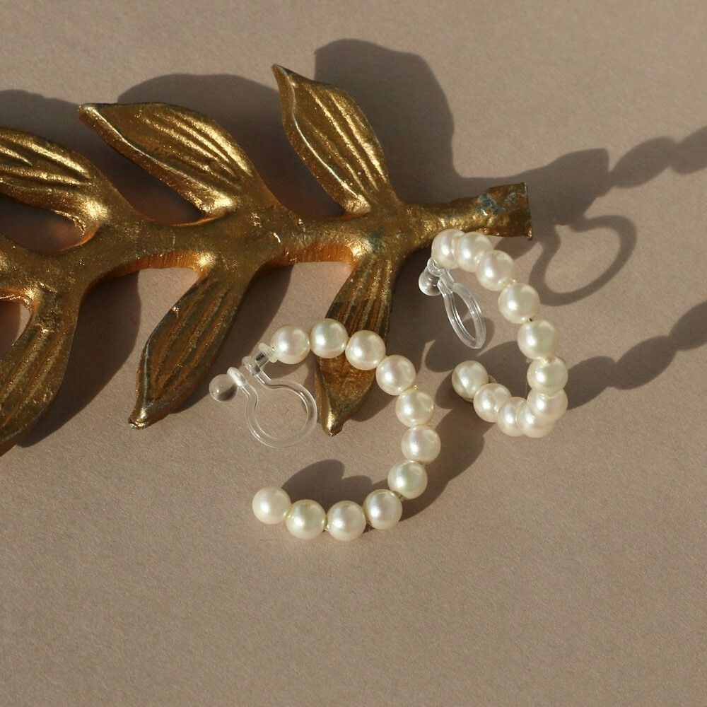 『VITA』【日製飾品｜人造珍珠C字夾式耳環】-細節圖4