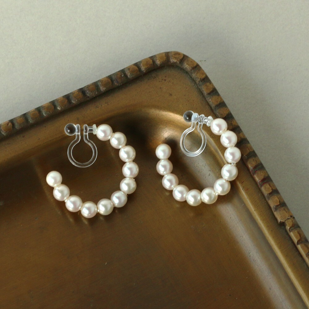 『VITA』【日製飾品｜人造珍珠C字夾式耳環】-規格圖4