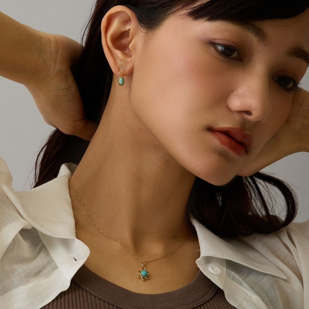 『VITA』【日製飾品｜簡約綠松石玻璃耳環】-細節圖2