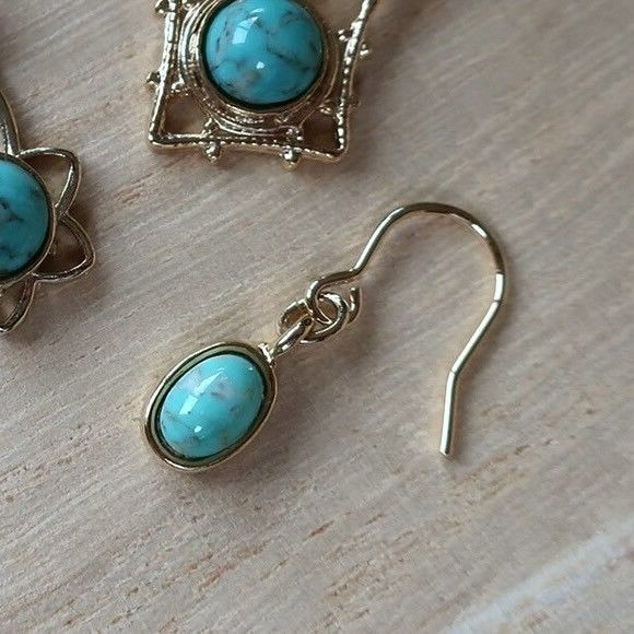 『VITA』【日製飾品｜簡約綠松石玻璃耳環】-細節圖3