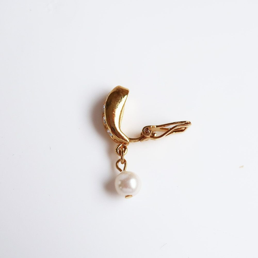 『VITA』【日製飾品｜垂墜珍珠鑽飾夾式耳環】-細節圖4