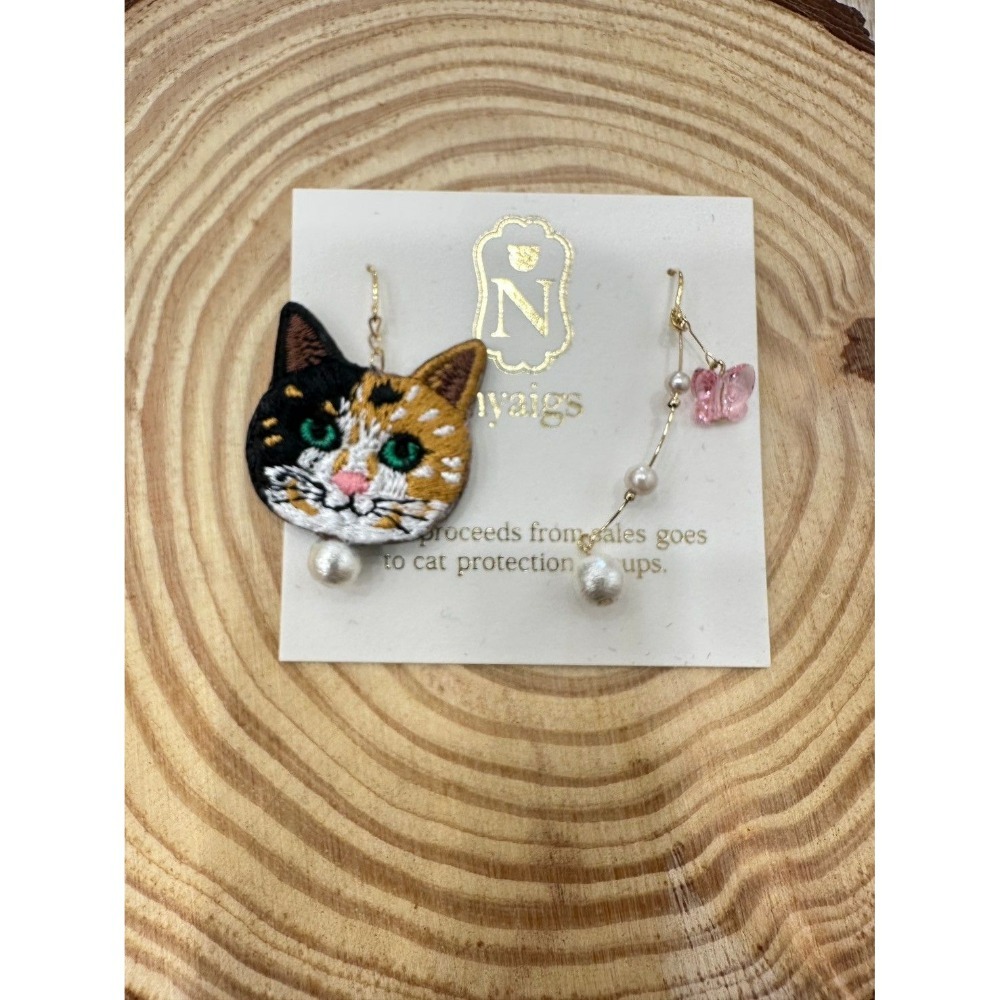 『VITA』【日製飾品｜日本職人手作貓咪刺繡不對稱耳環】-細節圖19