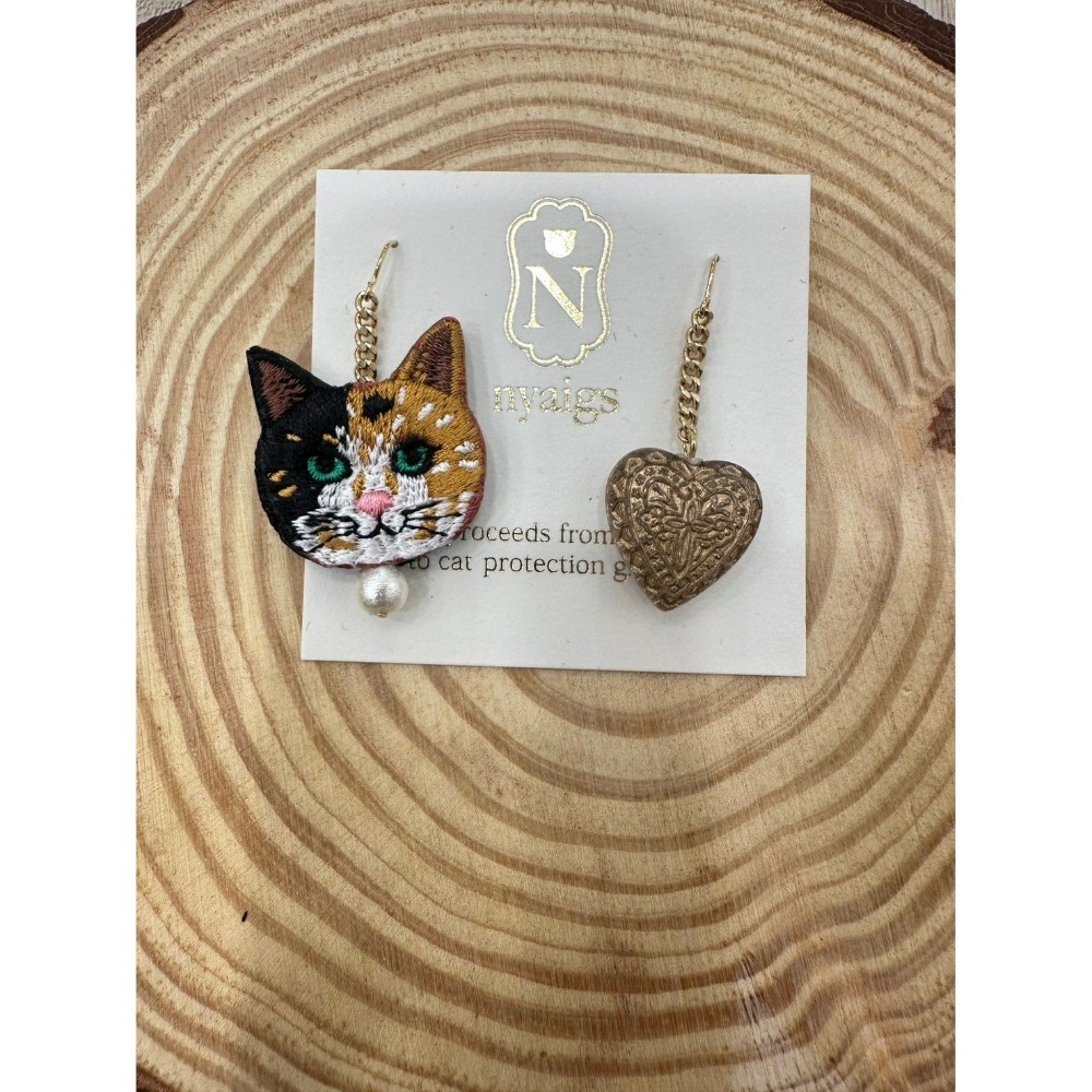 『VITA』【日製飾品｜日本職人手作貓咪刺繡不對稱耳環】-細節圖20