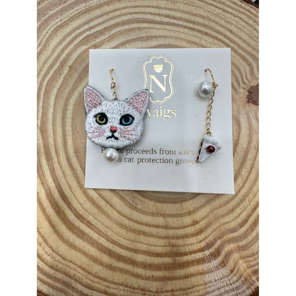 『VITA』【日製飾品｜日本職人手作貓咪刺繡不對稱耳環】-細節圖23