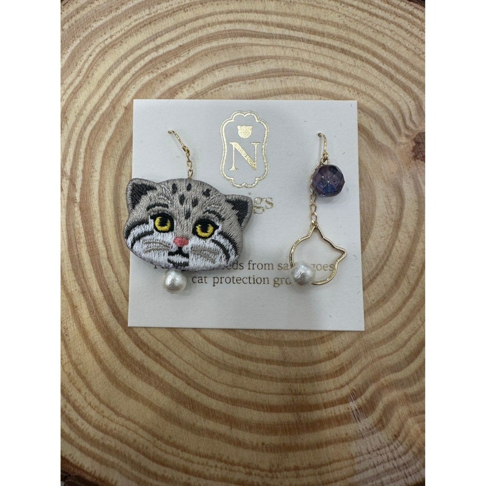 『VITA』【日製飾品｜日本職人手作貓咪刺繡不對稱耳環】-細節圖26