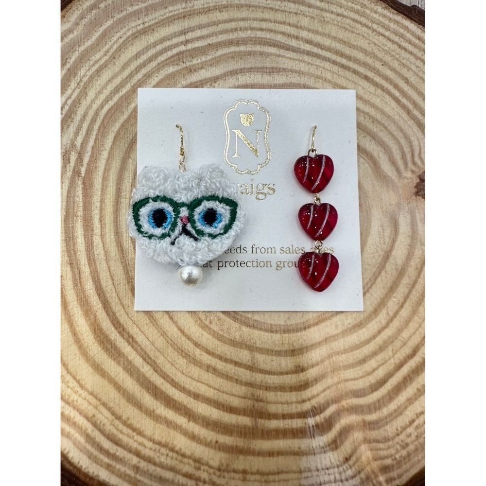 『VITA』【日製飾品｜日本職人手作貓咪刺繡不對稱耳環】-細節圖28